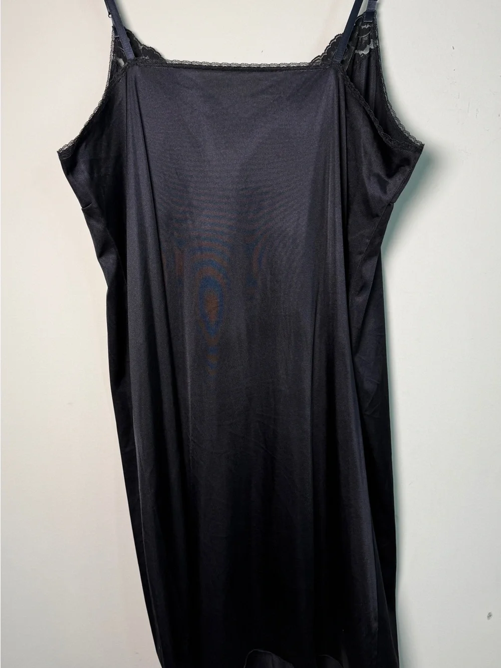 Vassarette Vintage Black Lace Full Slip Dress Adjustable Straps Sz 44 12